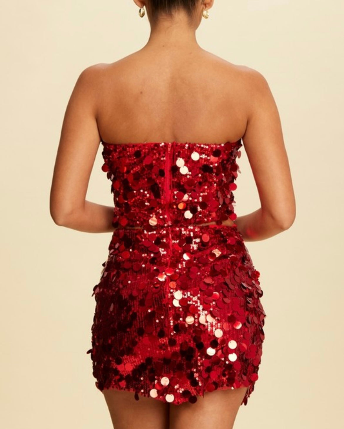 Red Sequin Crop Top